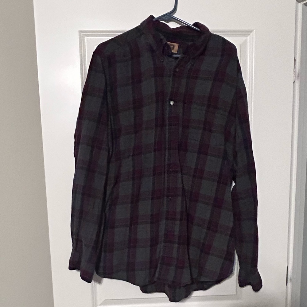 The Foundry Supply Co. Maroon and Grey Flannel button down shirt